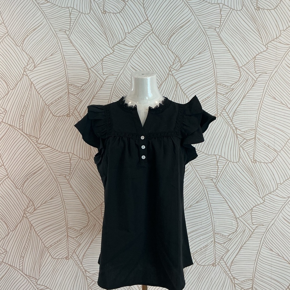Black Ruffled Women's Top
